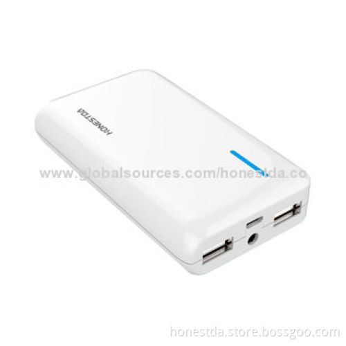 Dual USB Output 6,600mAh Intelligent Power Bank for Mobile Phones, 5V DC/1.3A Input